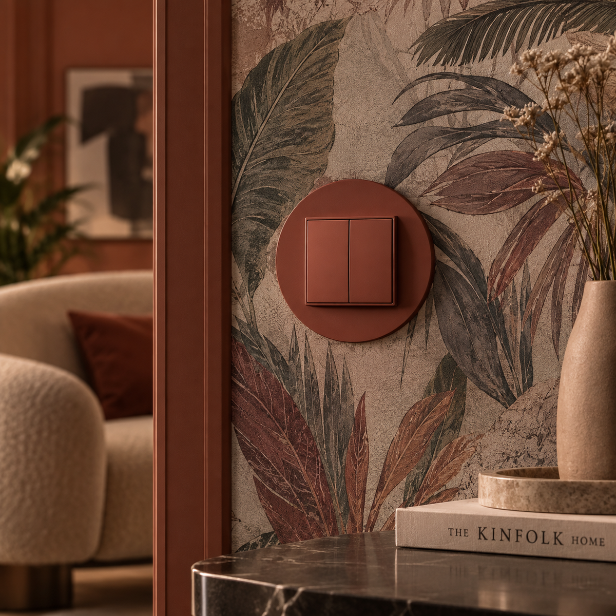 Interrupteur Terracotta NuanceLumi dans une décoration intérieure chaleureuse